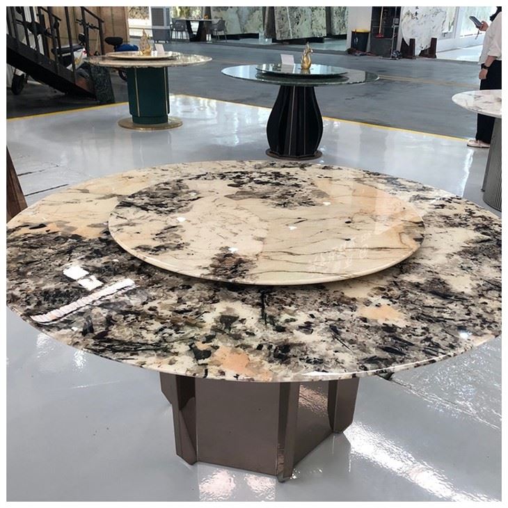 Branco Splendor Granite Pedestal Round Shape Dining Table