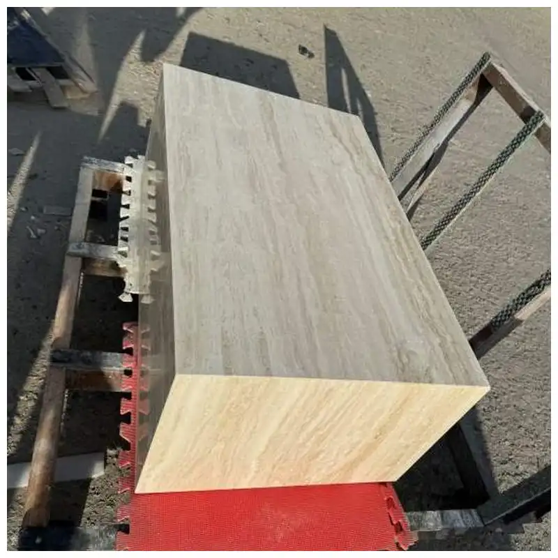 Beige Travertine Plinth Table