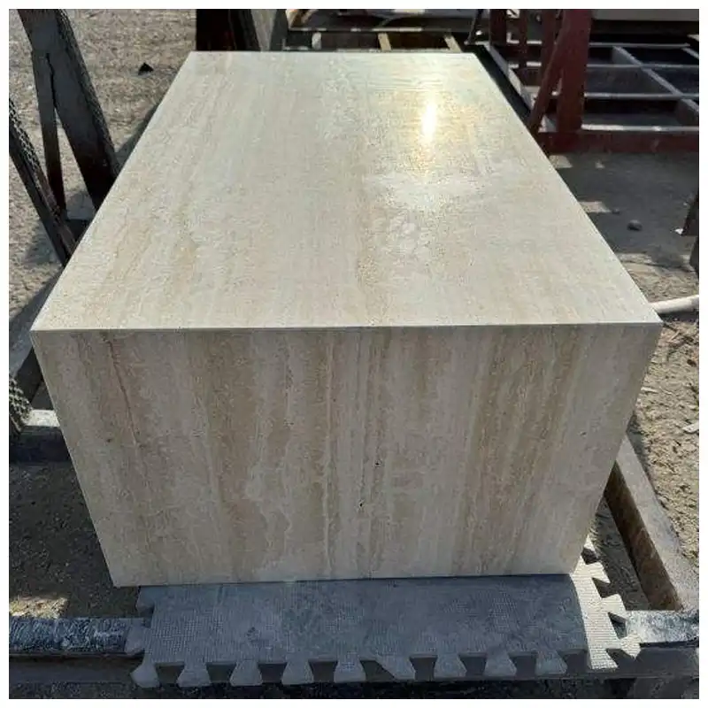 Beige Travertine Low Plinth Tables
