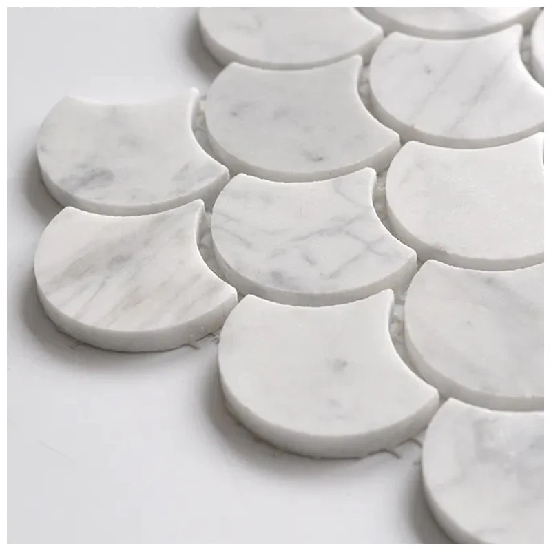 Carrara Marble Fish Scale Mosaic Bathroom tiles Carrara Marble Fish Scale Mosaic Bathroom tiles