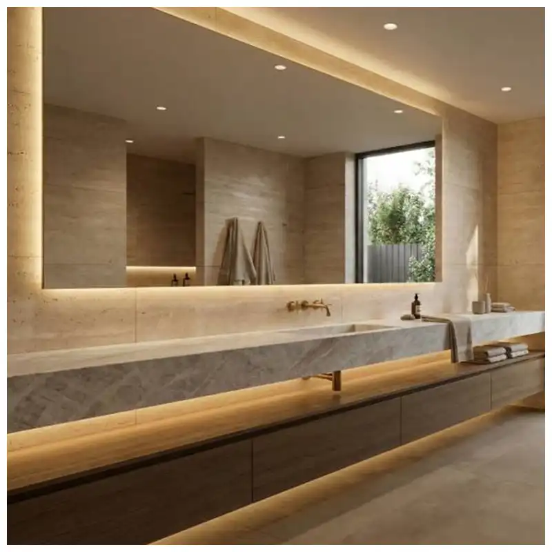 Taj Mahal Quartzite Vanity Units in Villas Bathroom Taj Mahal Quartzite Vanity Units in Villas Bathroom